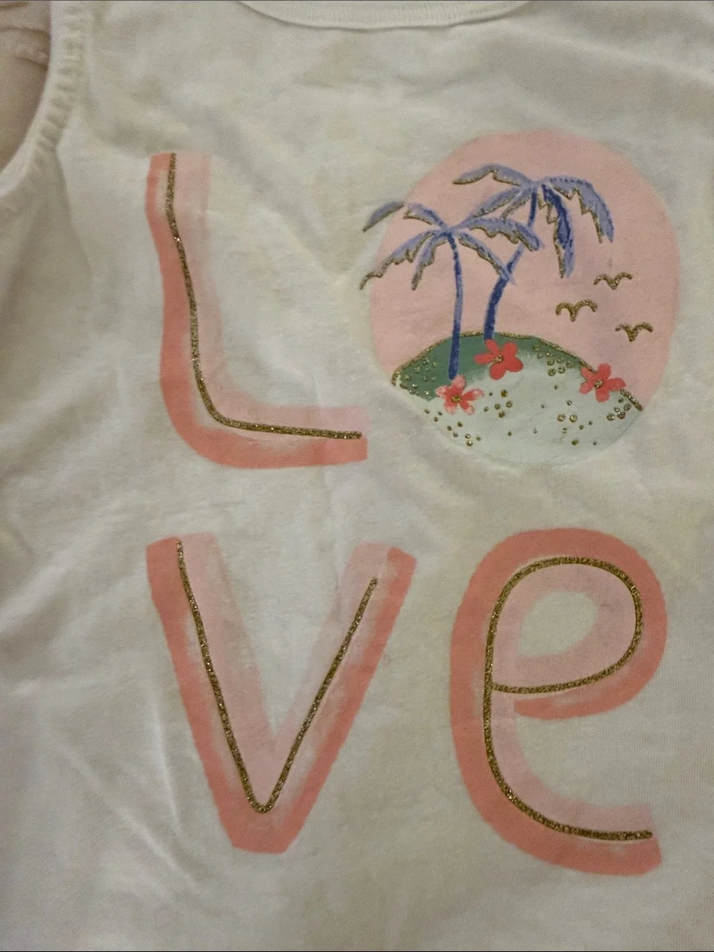 Carter's White Tank Top with Pink and Green Palm Graphic - Kids